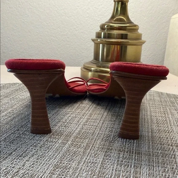 Red Suede Star-Accent Heeled Sandals by Goffredo Fantini - Picture 5 of 7